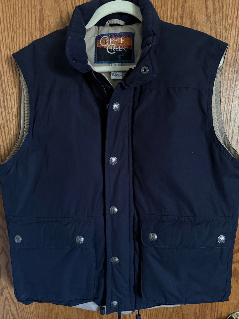 Cripple Creek Navy Blue Puffer Vest Jacket Padded Full Zip Snap Front Men's Sz S